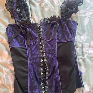 Hot topic Purple and Black Lace Corset Top